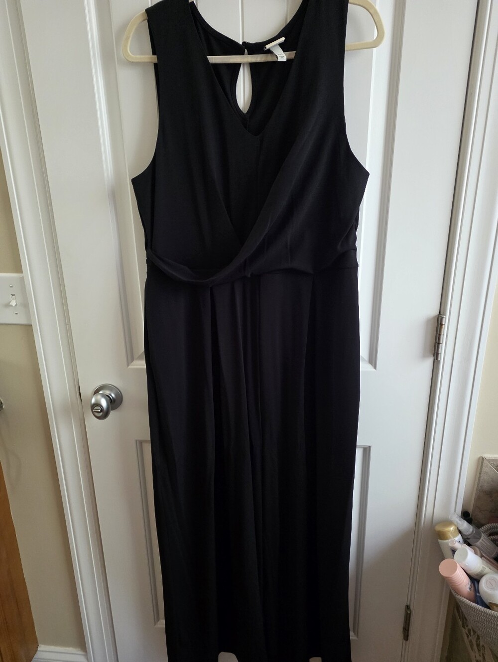 a new day Black Sleeveless Romper Jumpsuit with Draped Front Plus Size XXL